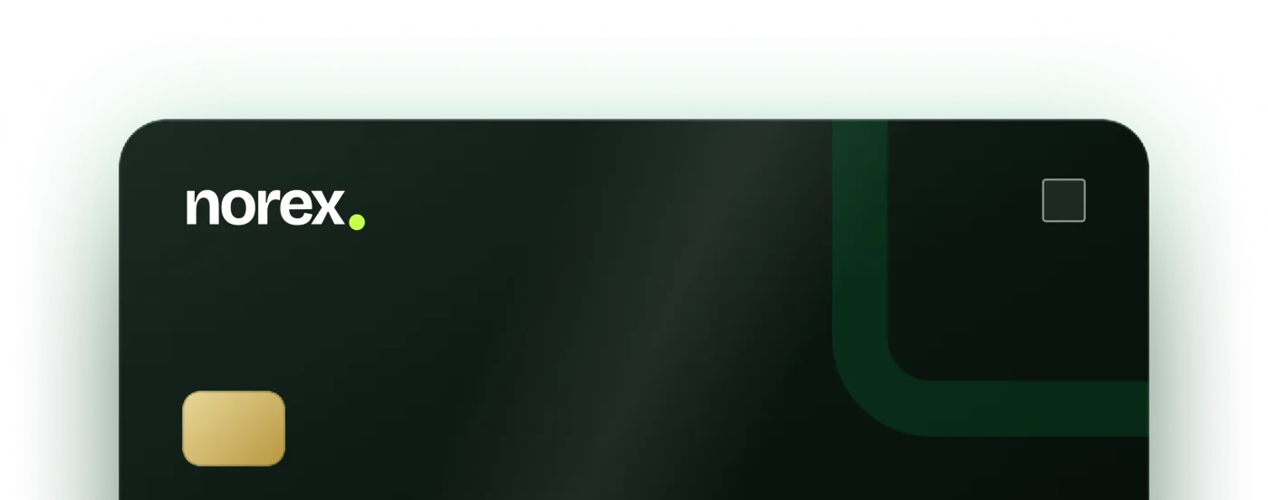A black Norex card glowing green